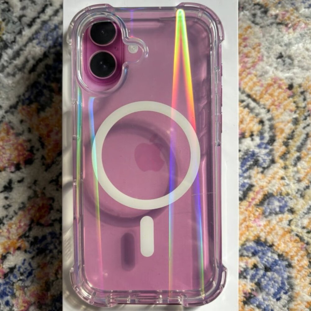 New Iridescent Rainbow iPhone 16 Plus Case with Corner Bumper Protection